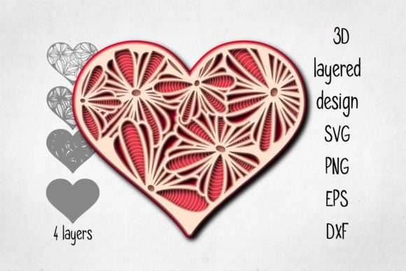 3D Layered Floral Heart: Elevating Digital Craft and Personalized Decor