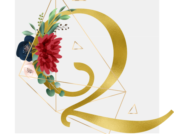 Alphabet Q Floral Wreath in Golden Foil