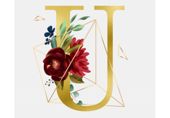Alphabet U Floral Wreath Golden Foil: A Versatile and Elegant Design Element