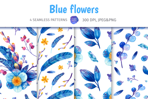 Blue Floral Seamless Patterns, Botanical: Elevating Winter Design and Creative Projects