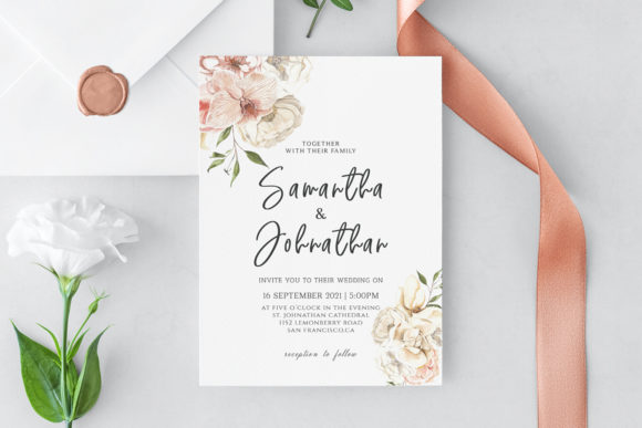 Blush Floral Wedding Invite: Elegant & Customizable