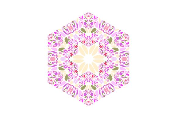 Colorful Floral Mosaic Hexagon Shape Design