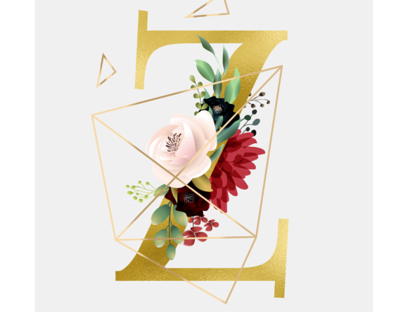 Exploring the Elegance of Alphabet Z Floral Wreath Golden Foil
