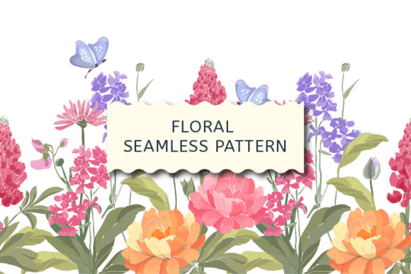 Floral Border: Spring Flowers Vector Pattern