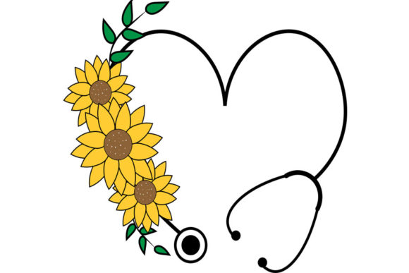 Floral Stethoscope SVG & Sunflower Svg F Design