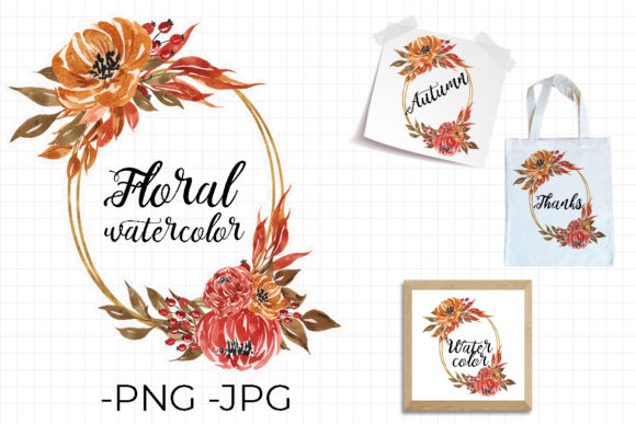 Floral Watercolor Autumn Round Frame Guide
