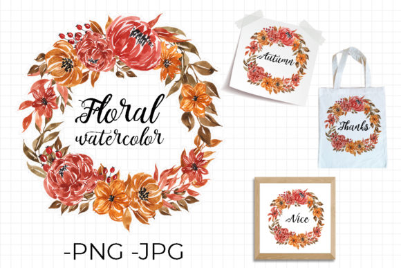 Floral Watercolor Wreath Autumn Set Guide