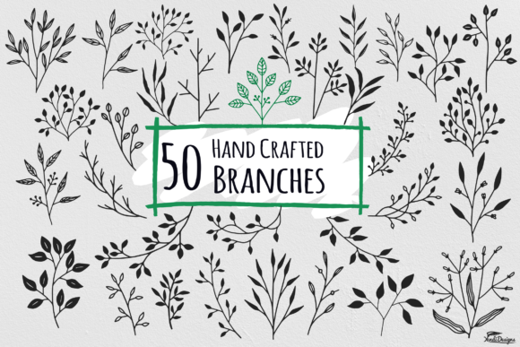 Hand Crafted Branches Floral: Elevating Digital Design with Organic Versatility