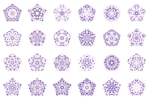 Purple Floral Pentagon Logo Template Set: Elevating Brand Identity with Geometric Elegance