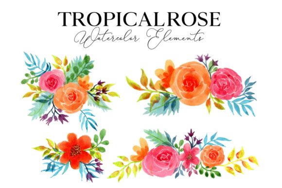 Tropical Rose Floral Element: Elevating Watercolor Projects with Precision and Purpose